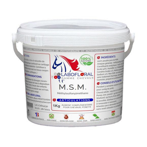 MSM en poudre pour chevaux.