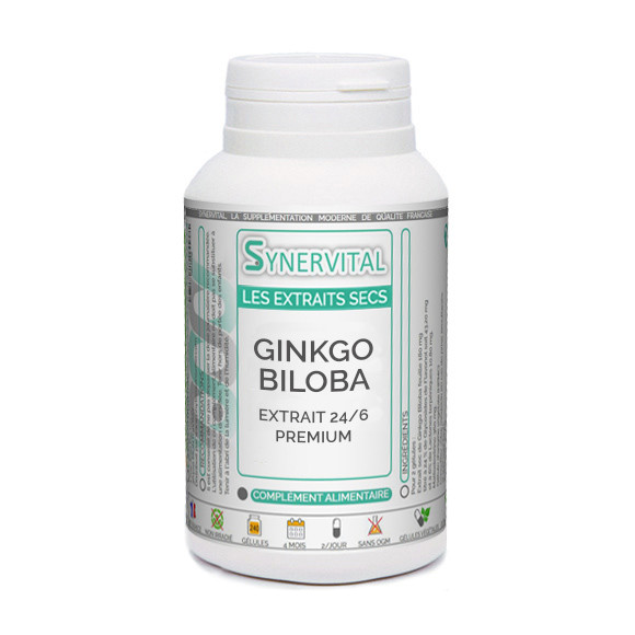 GINKGO BILOBA Synervital en gélules.