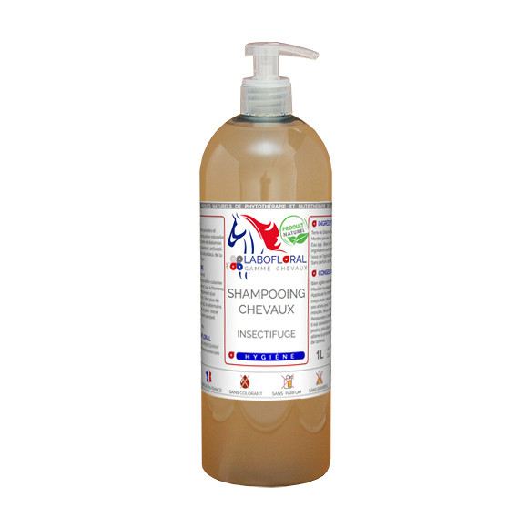 Shampoing insectifuge pour chevaux.