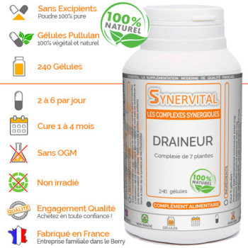 Avantages Draineur Synervital 240 gélules