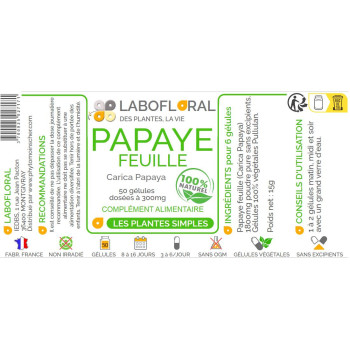 Papaye Feuille 50 gélules Labofloral étiquette