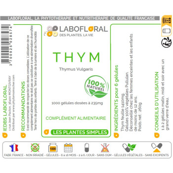 Thym Labofloral 1000 gélules étiquette