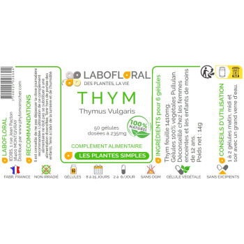Thym Labofloral 150 gélules étiquette
