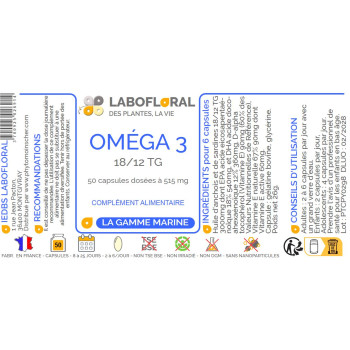 Oméga 3 Labofloral 50 capsules étiquette