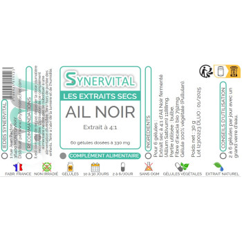 Ail Noir Synervital 60 gélules étiquette