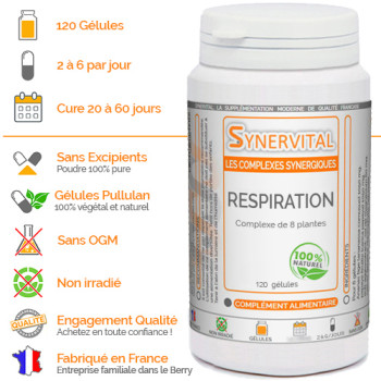 Respiration Synervital 120 gélules  avantages