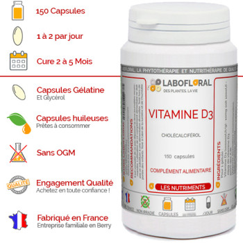 Vitamine D3 150 capsules Labofloral avantages