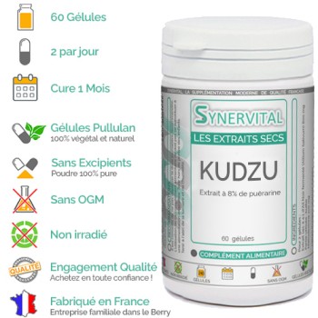 Kudzu extrait sec Synervital 60 gélules avantages