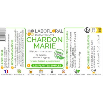 Chardon-marie Labofloral 50 gélules étiquette