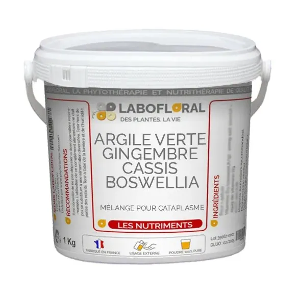 Cataplasme Argile verte, Gingembre, Cassis, Boswellia Labofloral
