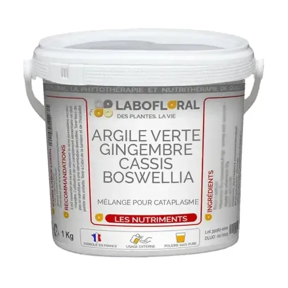 Cataplasme Argile verte, Gingembre, Cassis, Boswellia Labofloral